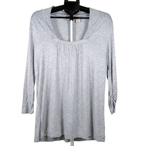 DKNY Soft Jersey Knit Top Gray 3/4 Sleeve Basic Size XL - Picture 2 of 8